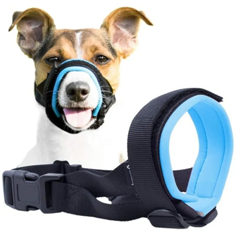 Pet Dog Mouth Cover More Sizes Muzzles Seam Dog Mouth Cover Breathable Anti-bark - Blue