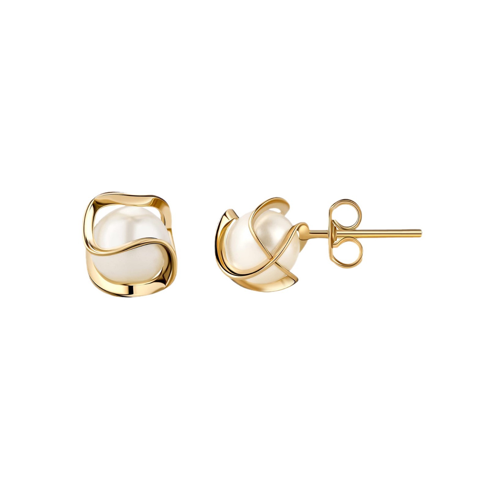 Electroplated Winding Pearl Creative Women's Stud Earrings