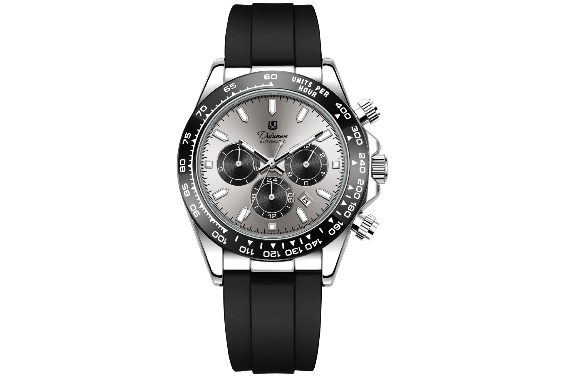 Mens Fashionable And Trendy Fully Automatic Mechanical Watch White Shell And Gray Surface
