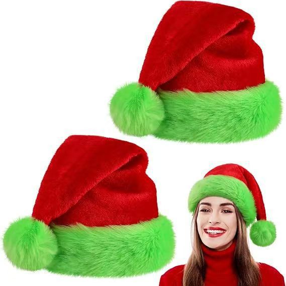 Fluorescent Red Suede Christmas Hat