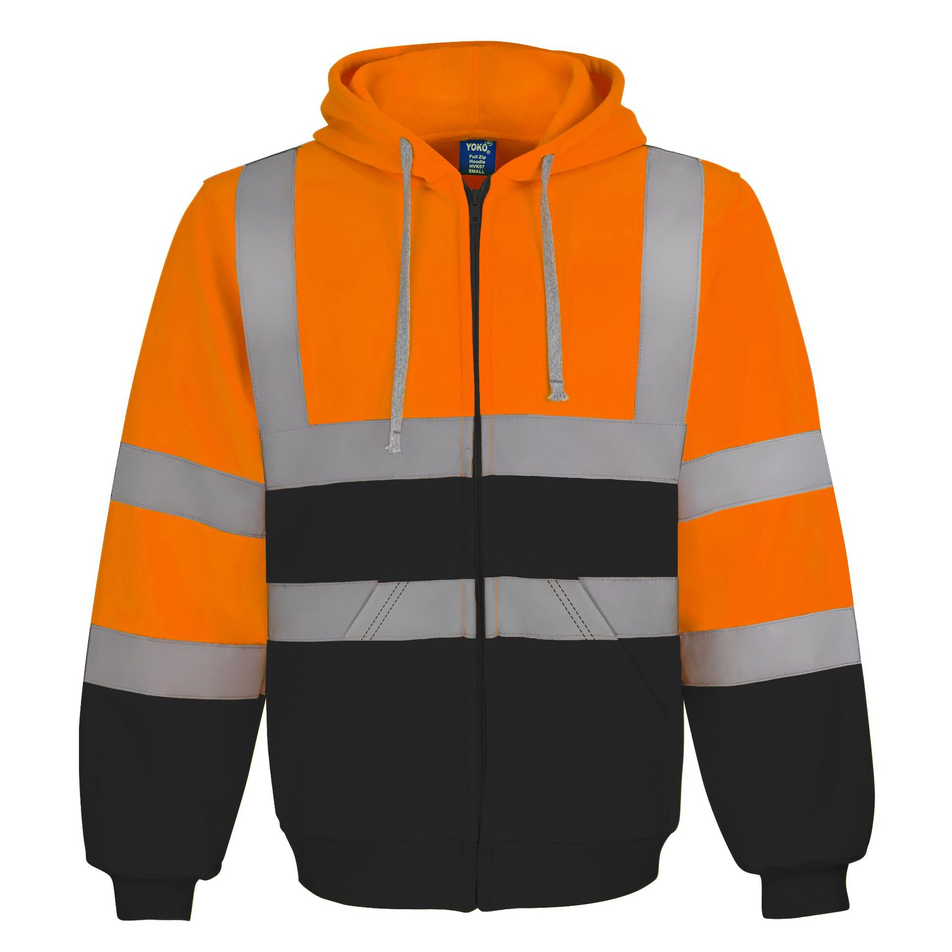 Reflective Hooded Zip-up Sweatshirt With Custom Printing And Embroidery For Export