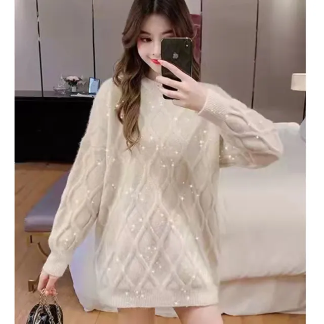 Thick Loose And Lazy Style Knitted Sweater Beige - Shop at LoveMi