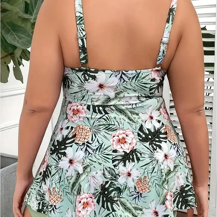 European And American-style Floral-print Two-piece Swimsuit For Women, High-waisted