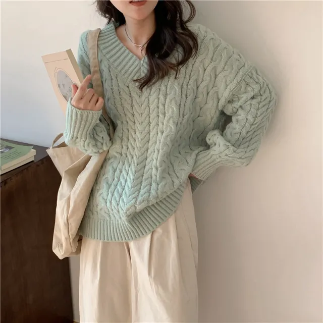 Style Retro Knitwear All matching Green - Shop at LoveMi