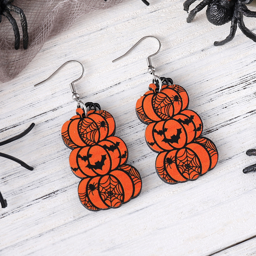 Halloween Bat Grimace Pumpkin Pendant Earrings