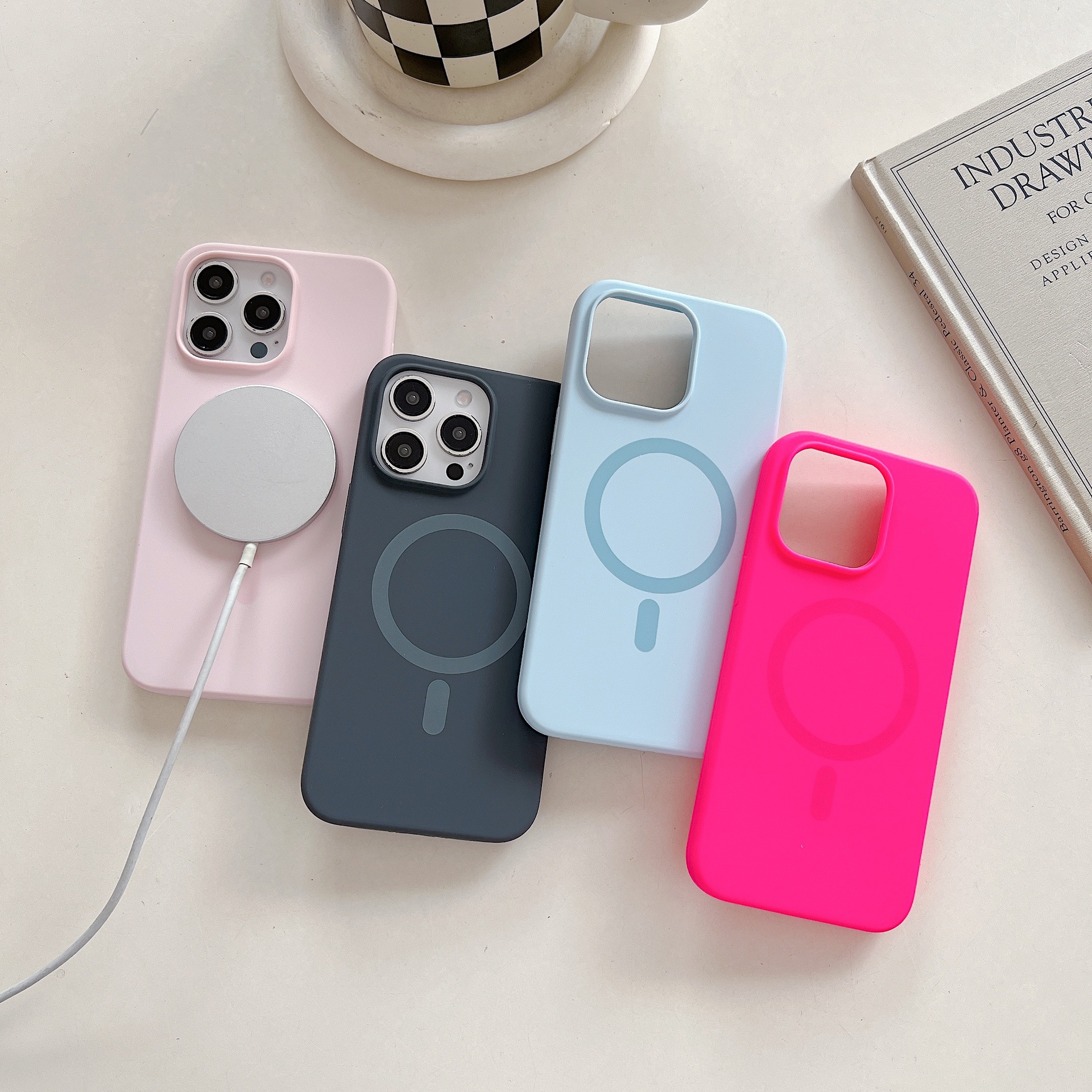 Solid Color Liquid Silicone Large Hole Magnetic Phone Case - Image 2