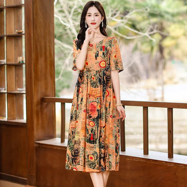 Cotton Silk Fashion Floral Loose Plus Size Outer Wear Dress No 8 - Shop at LoveMi