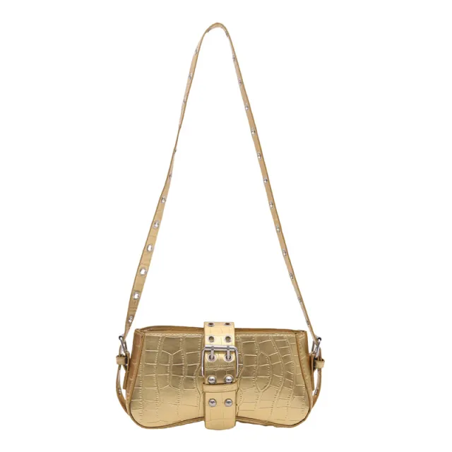 Heavy metal style Underarm Bag Perfect For Everyday Shoulder Wear Gold - Shop at LoveMi