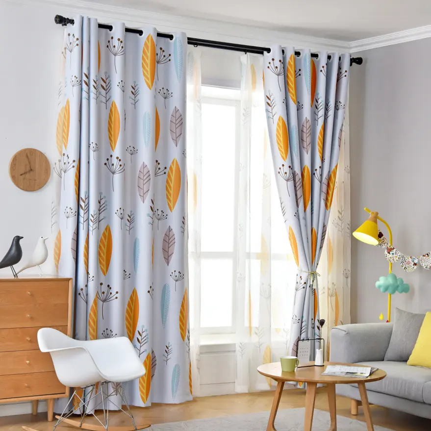 Nordic Style Leaf Curtain Shading Bedroom Living Room Finished
