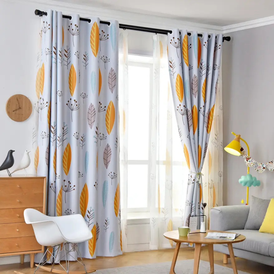 Nordic Style Leaf Curtain Shading Bedroom Living