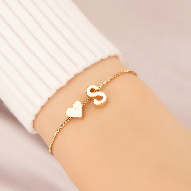 Bracelet Heart shaped English Letters Letter S - Shop at LoveMi