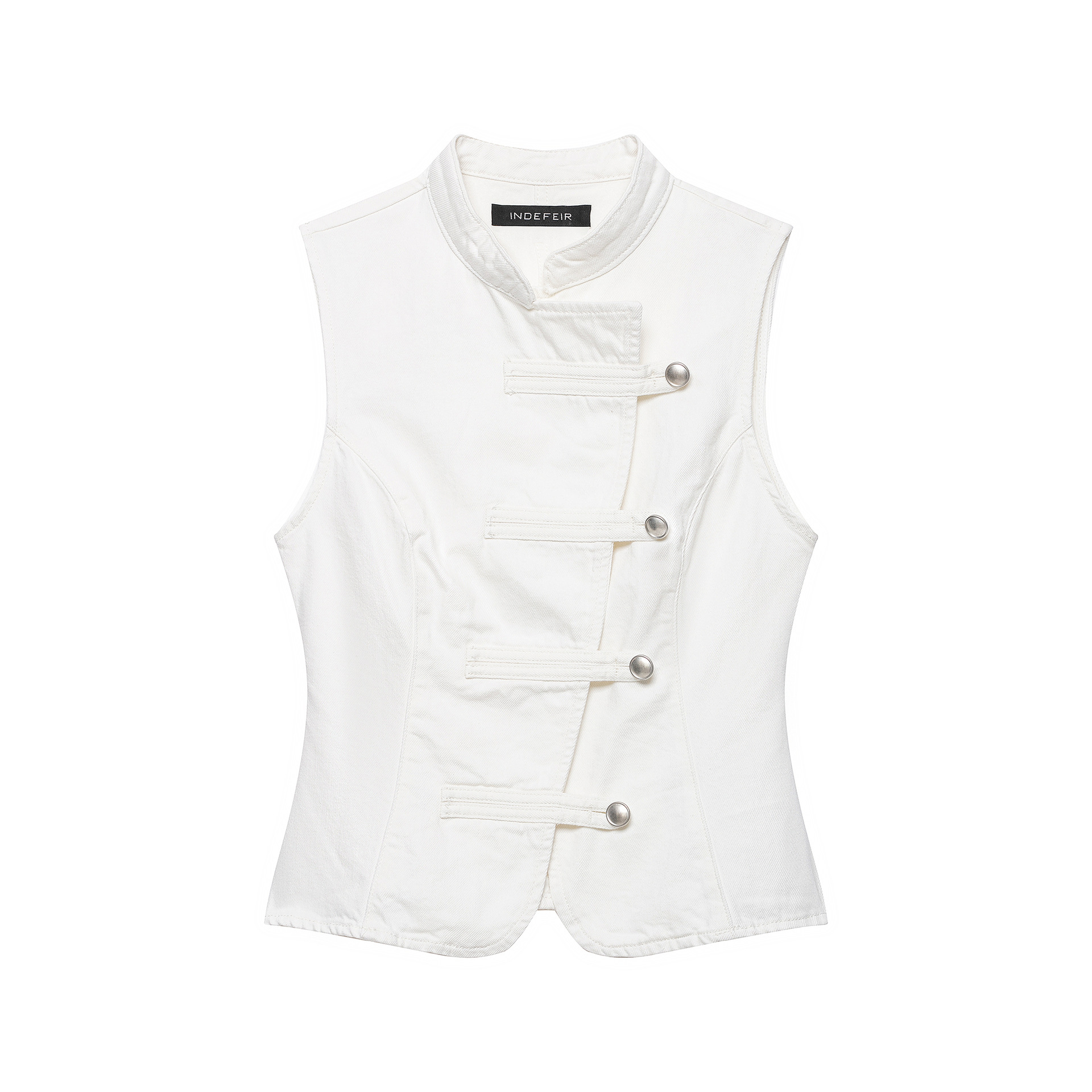 Knot-front Sleeveless Denim Shirt Versatile Casual Vest