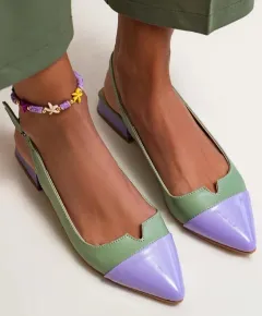 Spring Summer New Women's Shoes Pointed Flat Bottom Pumps Color Matching Low Heel Shoes - Purple - View 1