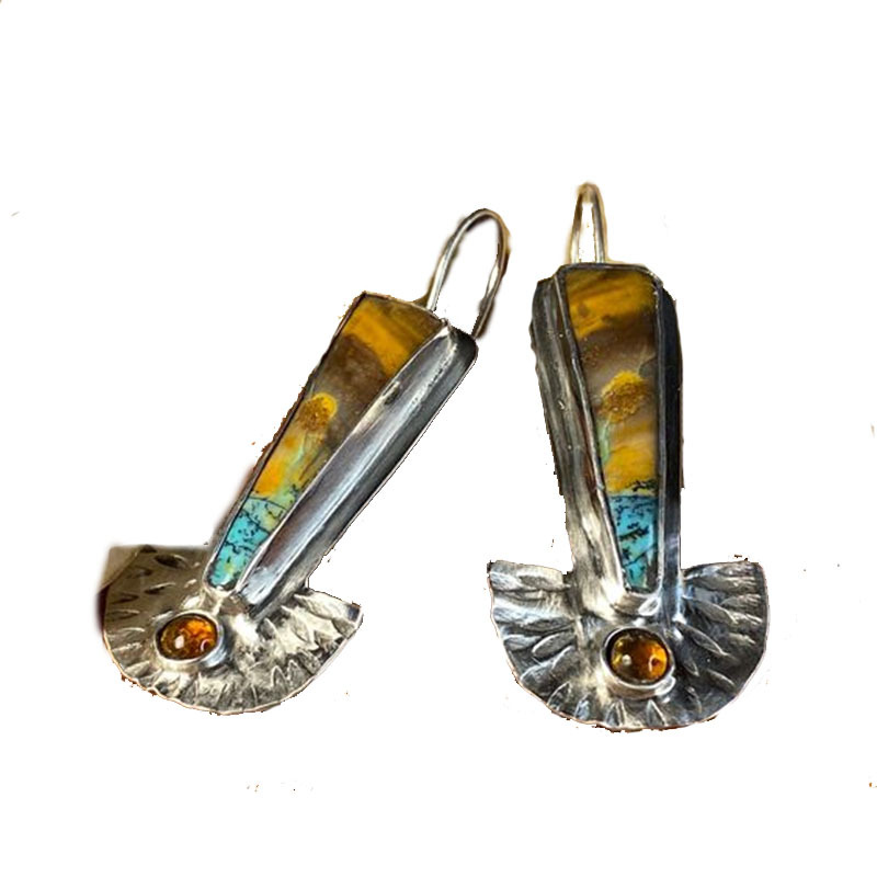 Vintage Geometric Enamel Earrings For Women