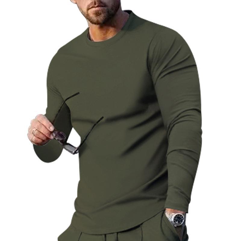 Title 5, Mens long-sleeved solid color top, trendy loos...