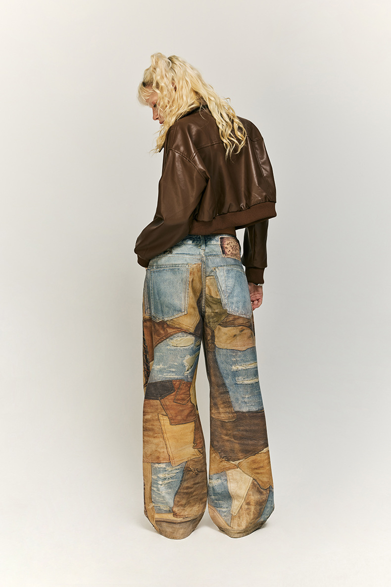 Title 6, Vintage Patch Digital Printing Jeans Pure Cotto...