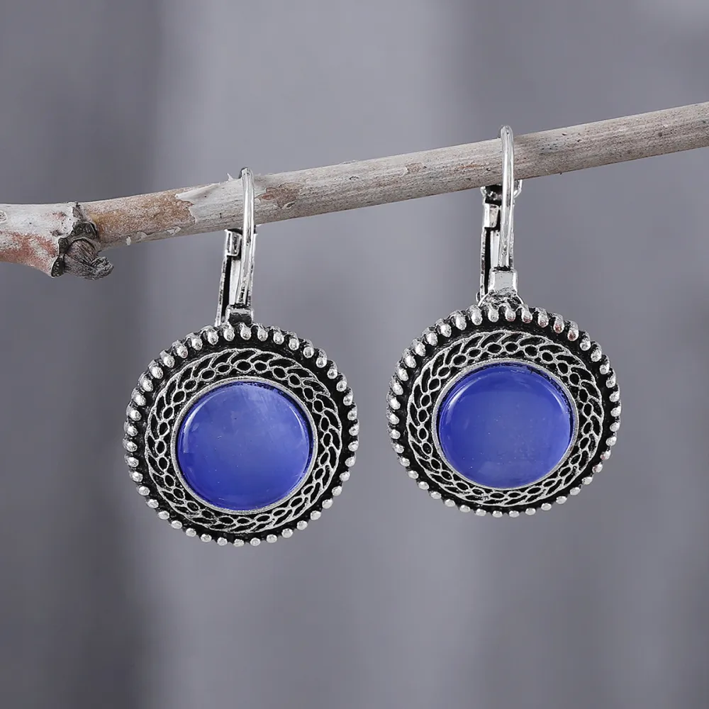 Fashion Bohemian Ethnic Style Inlaid Jewel Metal Alloy Earrings