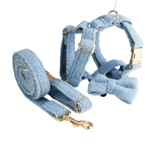 Blue Teddy Bear Dog Breast Collar Pet Collar 4 Piece Set - Shop at LoveMi