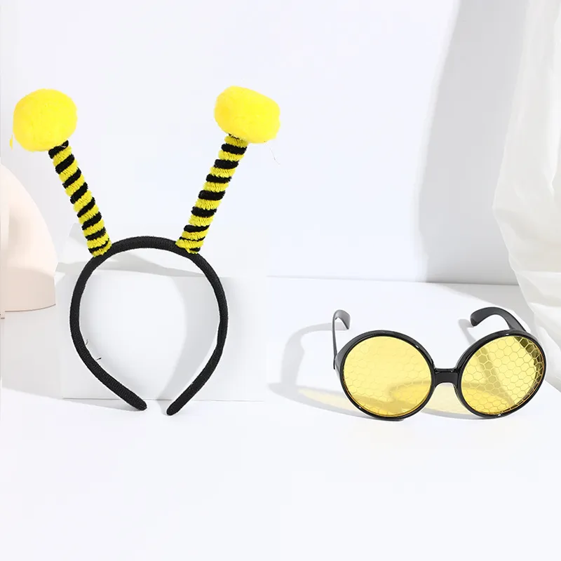 Yellow Bees Party Dress Up Headband Glasses Suit - Yellow