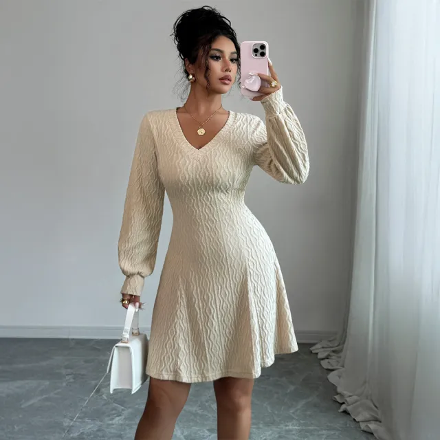 Fashionable Casual Long Dress For Women Apricot - Shop at LoveMi