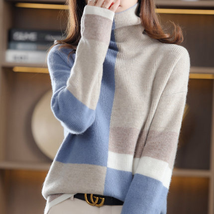 Loose Slimming Laid-back Style Knitted Bottoming Shirt Turtleneck Sweater Image 4