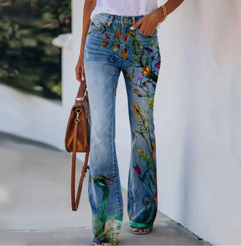 Summer New Flower-bird Print Women's Trousers - 10 Style-L