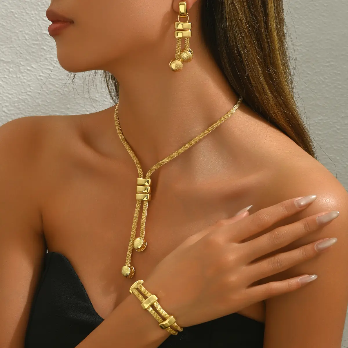 Women's Jewelry Set 18K Electroplated Long Necklace