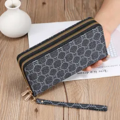 Long Wallet Clutch Mobile Phone Bag Coin Purse Zipper Bag Wallet - Black - View 1