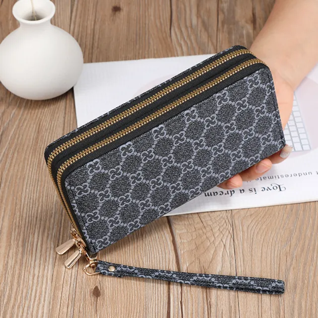 Long Wallet Clutch Mobile Phone Bag Coin Purse Zipper Bag Wallet Black - Shop at LoveMi