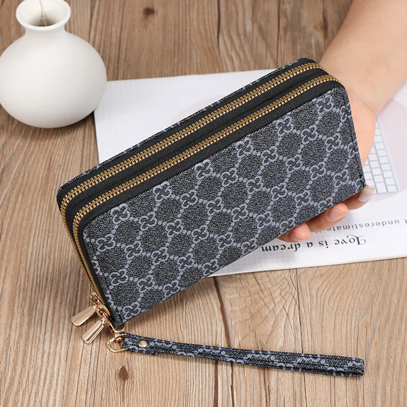 Long Wallet Clutch Mobile Phone Bag Coin Purse Zipper Bag Wallet - Black