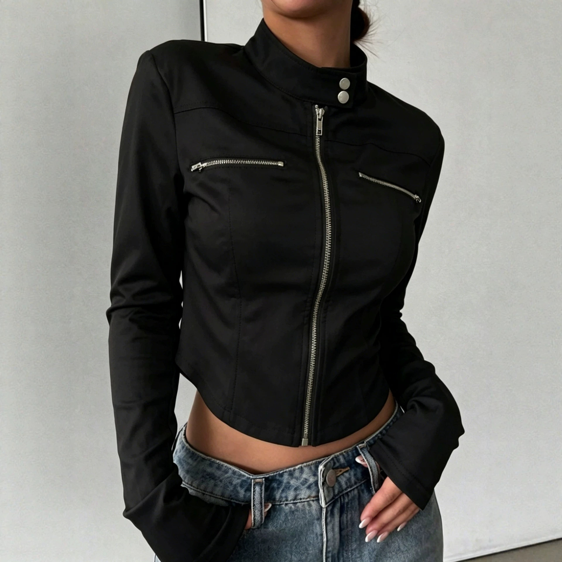 Sports Jacket Outerwear Figure-flattering Top Asymmetrical Design product image