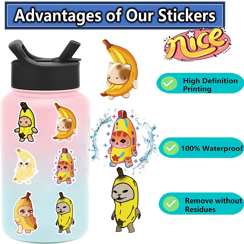 Title 6, Cartoon Banana Cat Graffiti Sticker Decoration