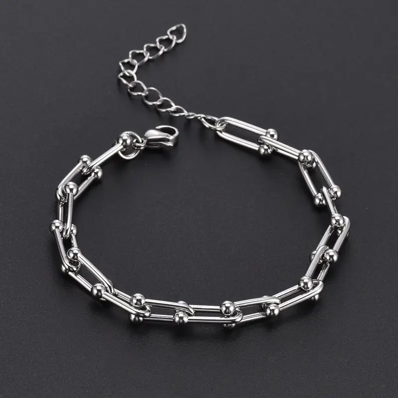 European And American Ins Cold Style Horseshoe Stitching Titanium Steel Bracelet