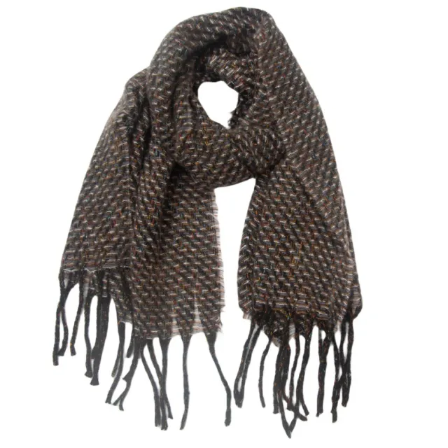 Men's Ladies Tassel Color Clip Flower Scarf Shawl 03 M Coffee - Shop at LoveMi