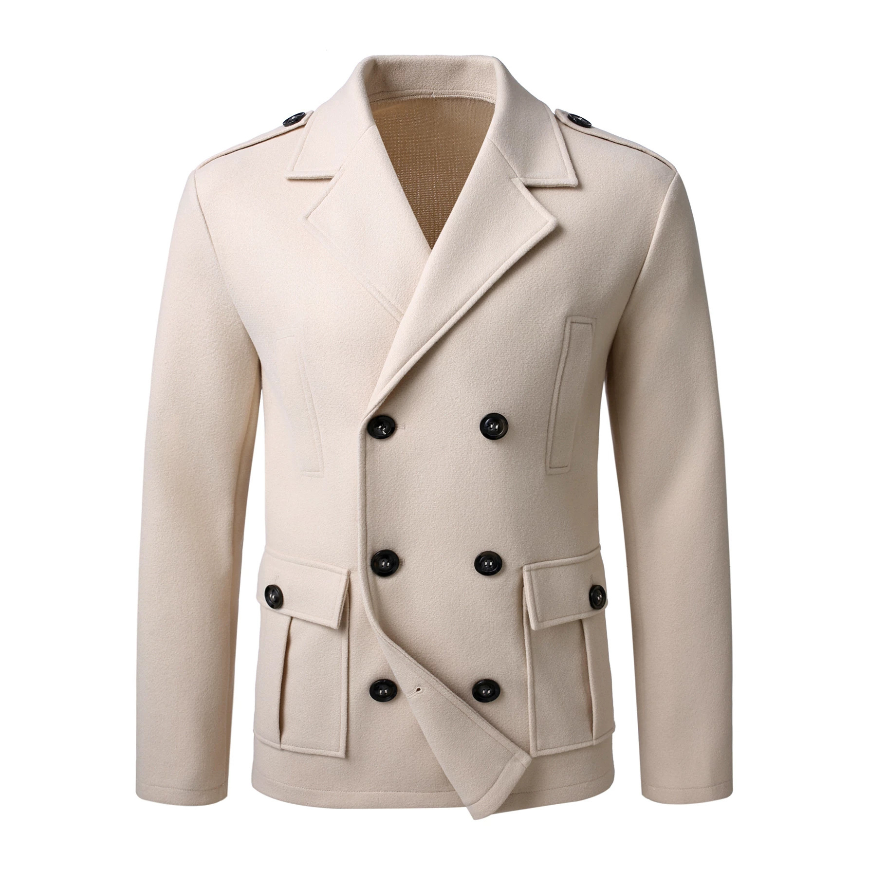 Mens Double-breasted Wool Overcoat