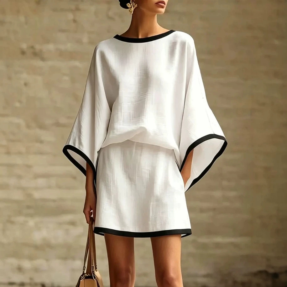 Womens Batwing-sleeve Short-sleeve Two-piece Set