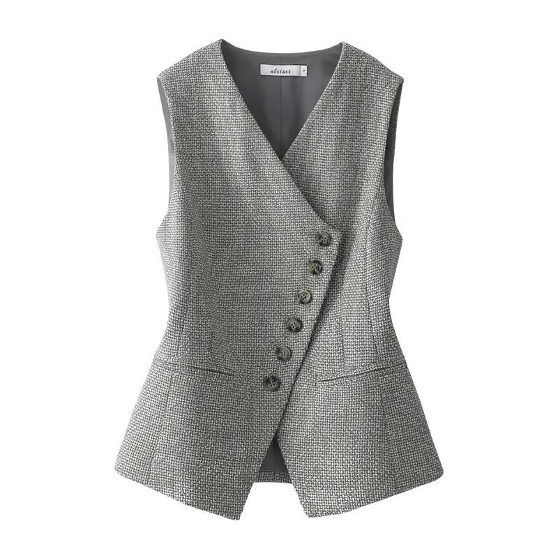High end Retro Black And White Pattern Vest Women's Short White - Shop at LoveMi