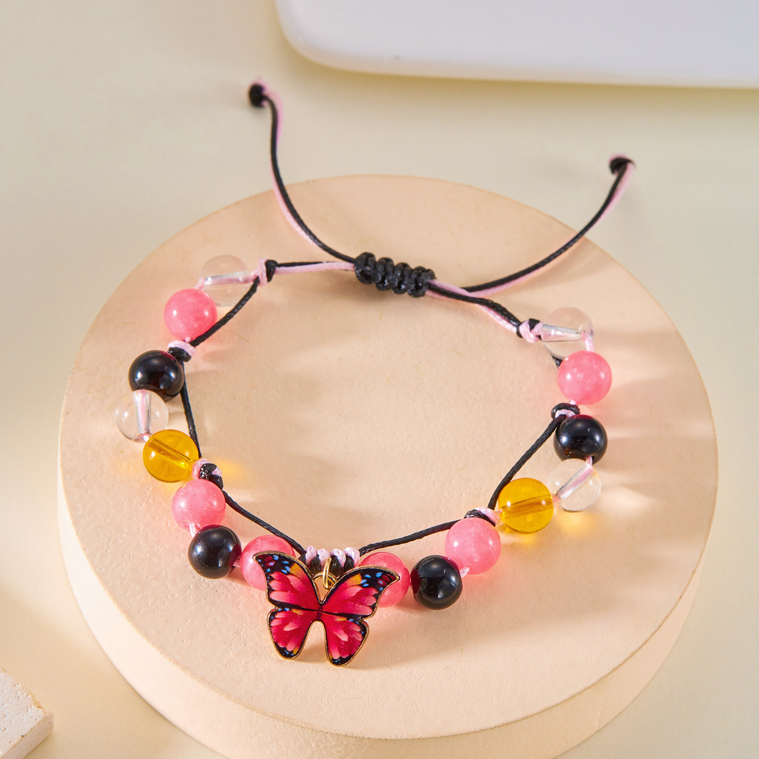Butterfly Bracelet Colored Stone Beaded Women's
