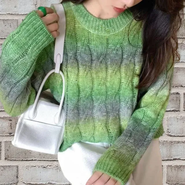 Fashionable Round neck Sweet And Casual Sweater For Women Green - Shop at LoveMi