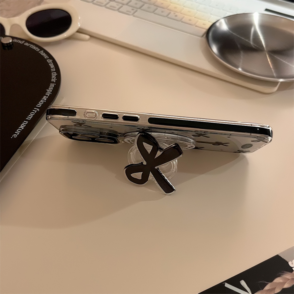 Black Bowknot Magnetic Case Transparent