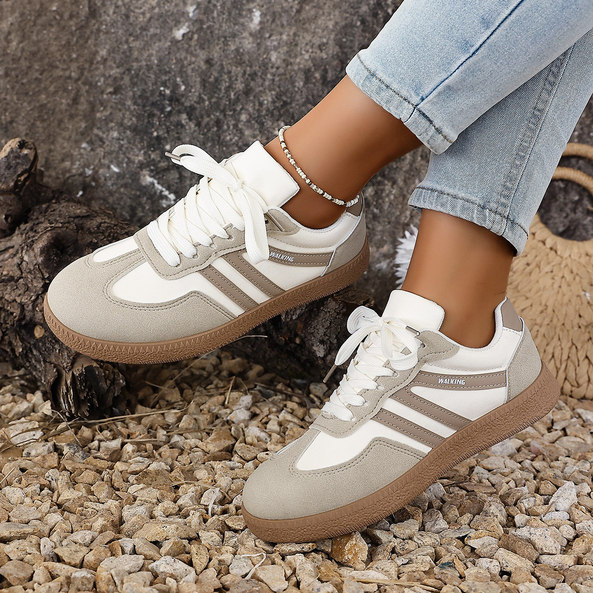 Large Size Color Blocked Round Toe Women's Shoes 11