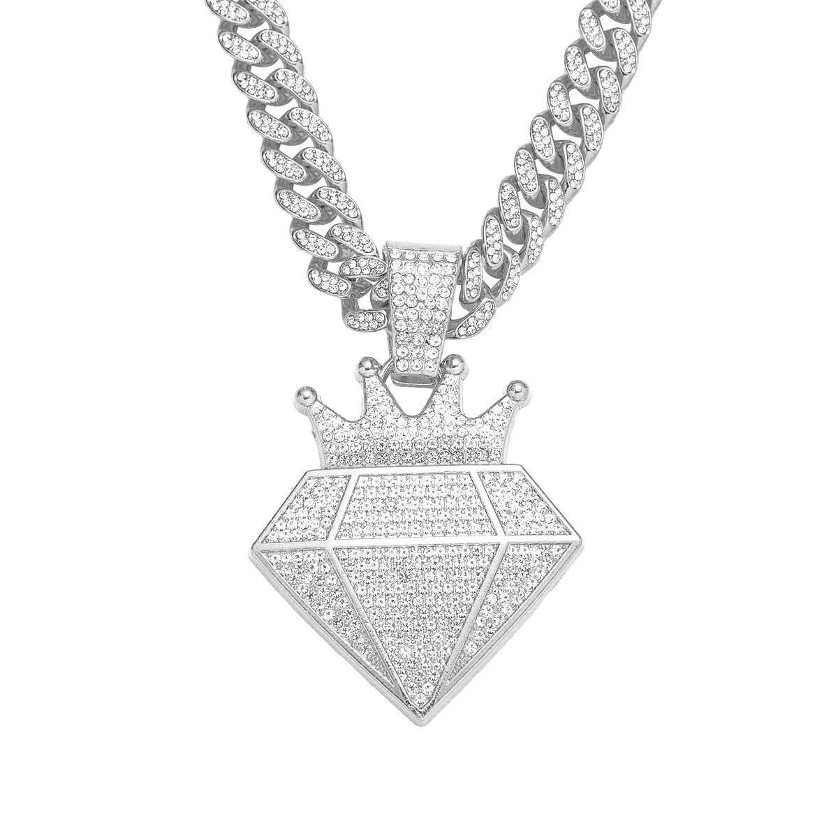 European Hip Hop Full Diamond Crown Diamond Hip Hop Pendant Necklace Cross