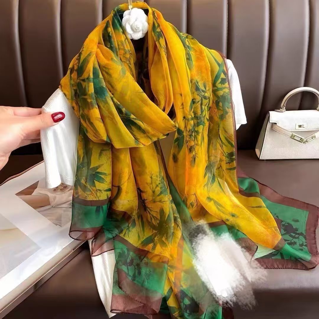 Printed Sun-protective Silk Scarf For Women