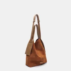 Suede Ear Hanging Tote Shoulder Crossbody - Caramel Color-L - View 1