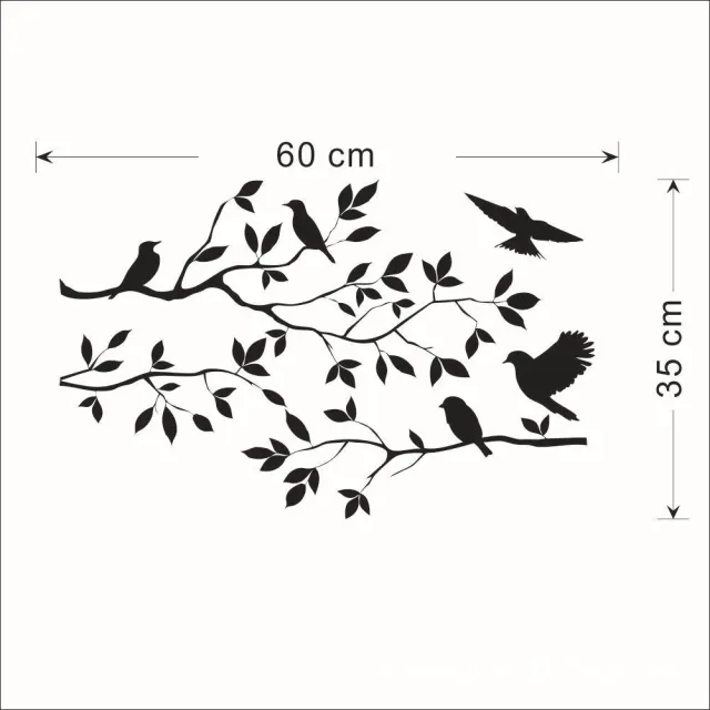 Tree Branch Bird Bedroom Living Room Wall Sticker 60X35Cm - Shop at LoveMi