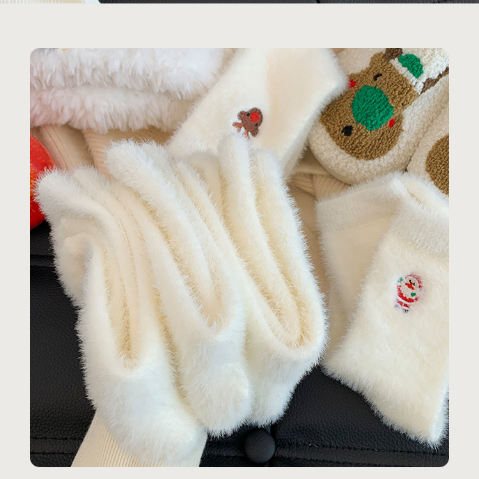 Women's Autumn And Winter Style White Mink Fur Christmas Stockings