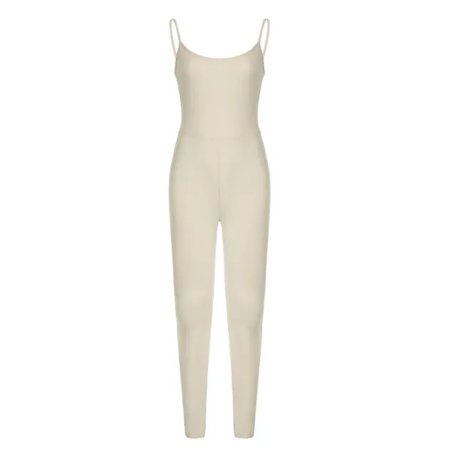 Simple And Stylish Casual Women's Solid Color Sports Yoga Jumpsuit Skin Color - Shop at LoveMi