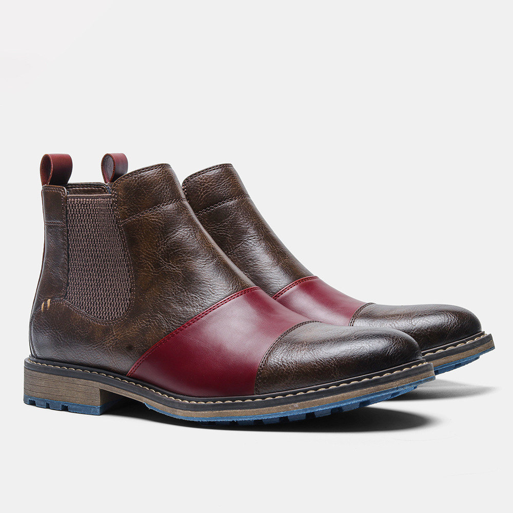 Title 5, Botas masculinas Chelsea cano alto com patchwor...