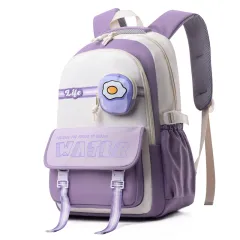 Casual And Lightweight Elementary And Middle School Student Schoolbags Burden Reduction - Red - View 1