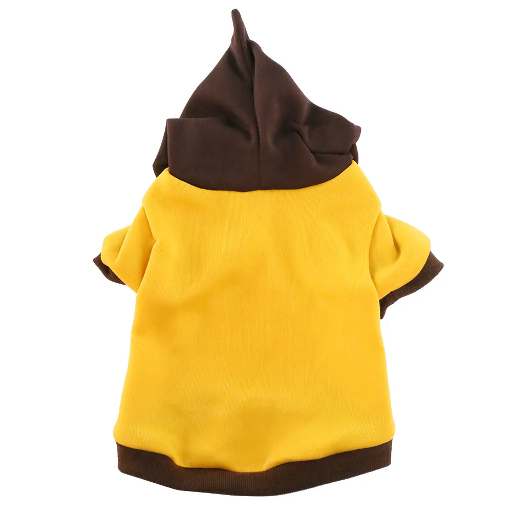 Pet Clothes Dog Fleece Padded Coat Hooded Sweater - Yellow